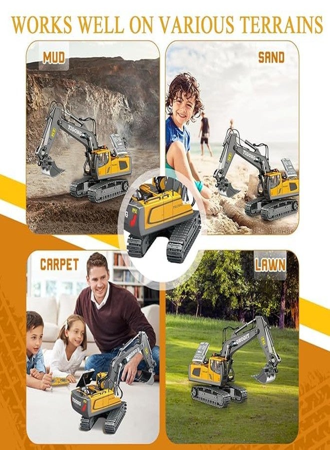 حفارة JOYJAY RC، شاحنة حفارة تعمل بجهاز تحكم عن بعد بـ 11 قناة - مركبة بناء بمقياس 1/20 مع مجرفة معدنية، لعبة جرار RC بتردد 2.4 جيجاهرتز للأطفال والكبار - متعددة الألوان - Image 3